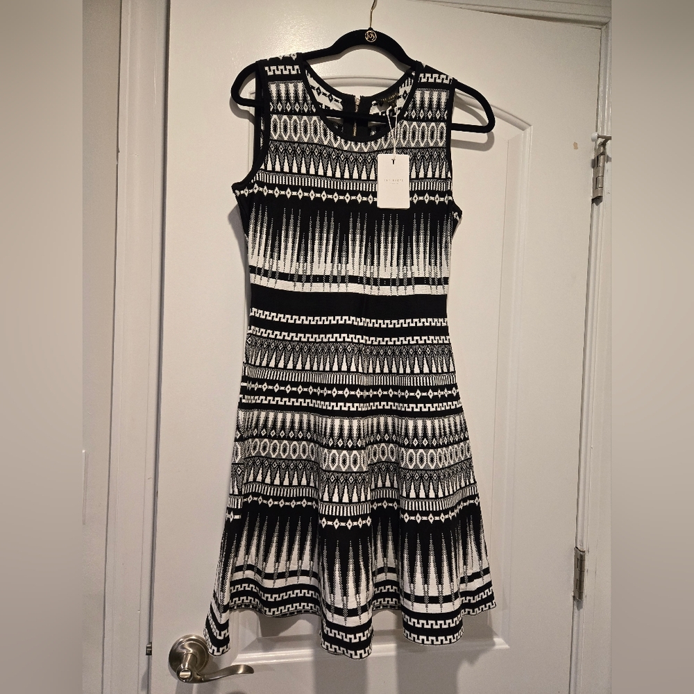 NEW Ted Baker Black and White Patterned Dress